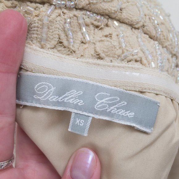 Neiman Marcus XS Strapless Lace Mini Dress Nude - Picture 9 of 13